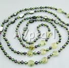 Wholesale Jewelry-pearl faceted green rutilated quartz black shell necklace