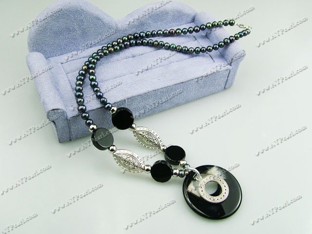 black pearl black agate necklace