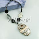 Wholesale Gemstone Jewelry-black pearl rainbow jasper black agate necklace