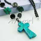 Wholesale Gemstone Jewelry-black pearl phoenix stone necklace