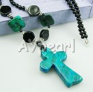 Wholesale Gemstone Necklace-black pearl phoenix stone necklace