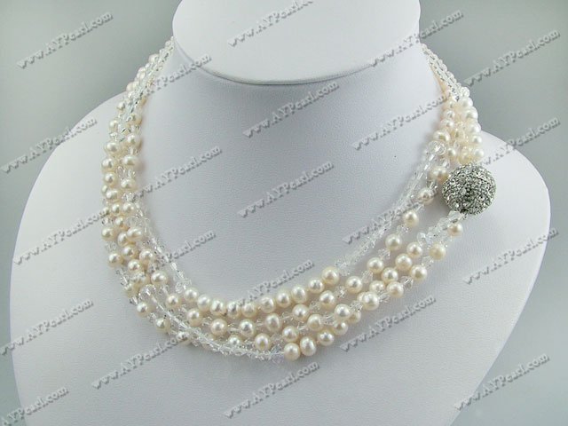 pearl and manmade crystal necklace