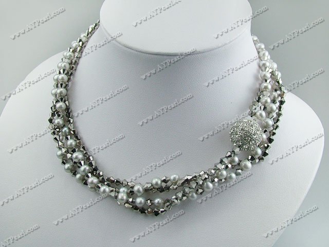 pearl and manmade crystal necklace