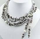 Wholesale pearl and amethyst and smoky quartz necklace