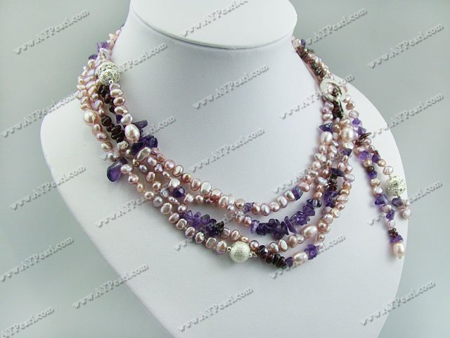 pearl and amethyst and garnet necklace