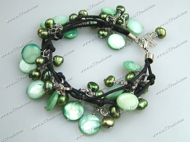 green pearl shell bracelet