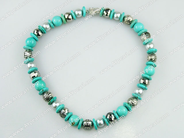 assorted turquoise and shell beads necklace