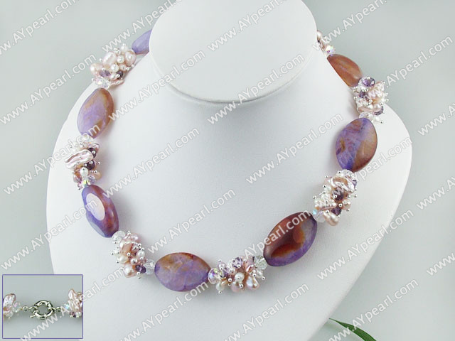 pearl agate crystal necklace