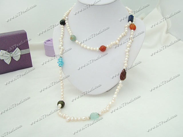Wholesale Pearl Jewelry-baroque pearl multi-stone necklace