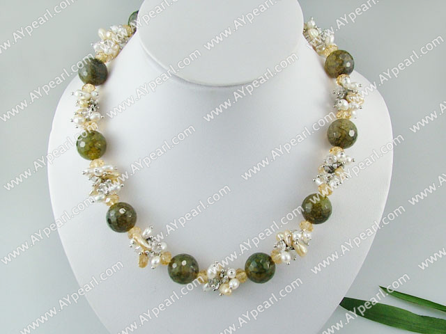 pearl crystal and agate necklace