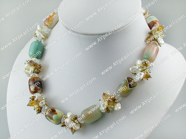 pearl agate and crystal necklace