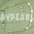Button pearl and gem stone necklace