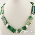 pearl grön agat halsband