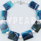 pärla blå agat halsband
