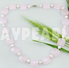 Wholesale pearl rose quartz necklace