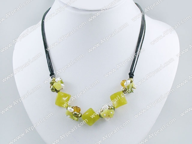 pearl crystal peridot jade necklace