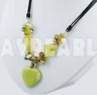 -pearl crystal lemon stone necklace