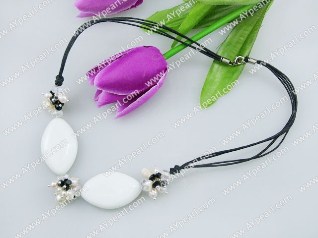 pearl crystal white porcelain necklace