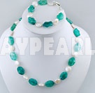 Wholesale button pearl blue jade set