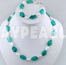 button pearl blue jade set