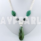 pearl green agate necklace