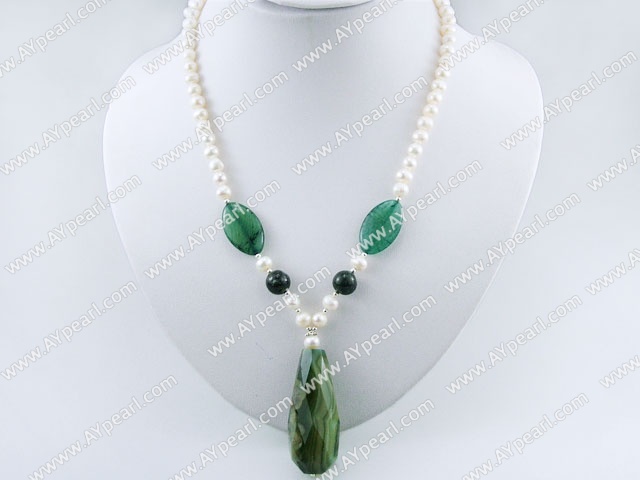 pearl green agate necklace
