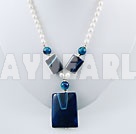 pearl blue agate necklace
