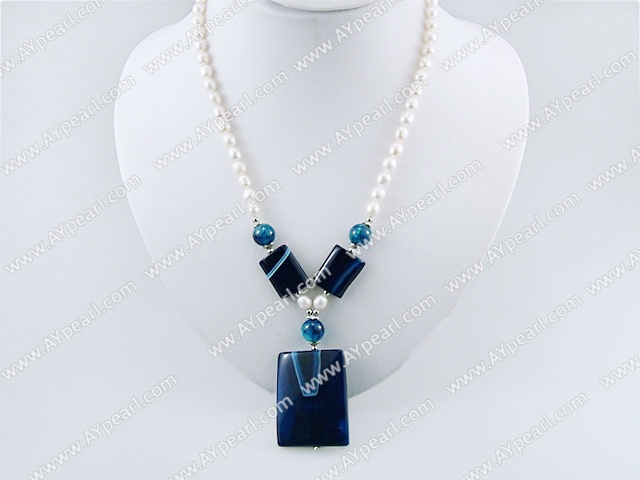 pearl blue agate necklace