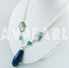 pearl blue agate necklace