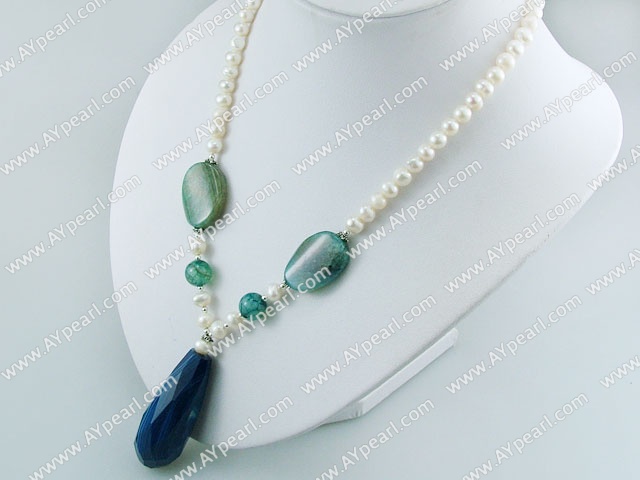 pearl blue agate necklace