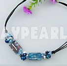 pärla kristall blå agat halsband