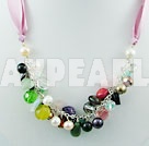 pearl crystal stone necklace