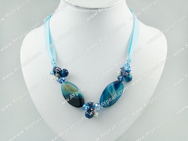 Agate  crystal necklace Agate krystall halskjede