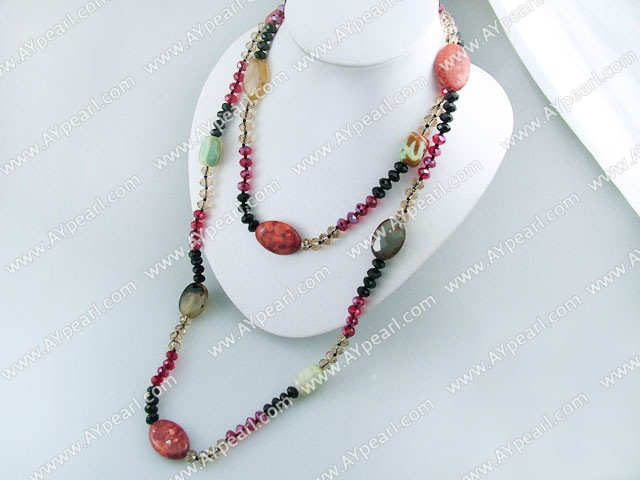 crystal coral agate necklace