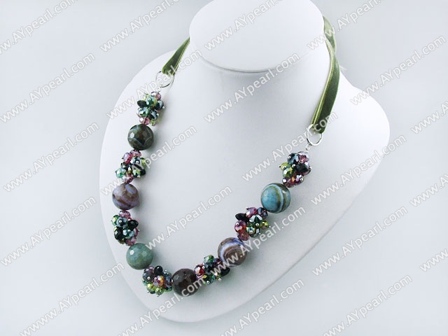 Brazilia agat de cristal colier