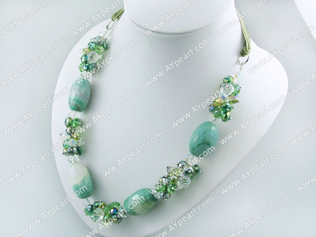 pearl faceted agate crystal necklace 