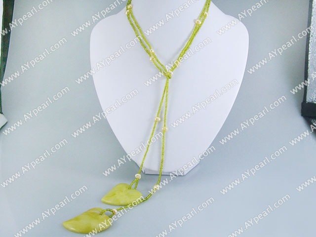 pearl lemon stone necklace