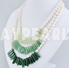 pearl aventurine green rutilated quartz necklace