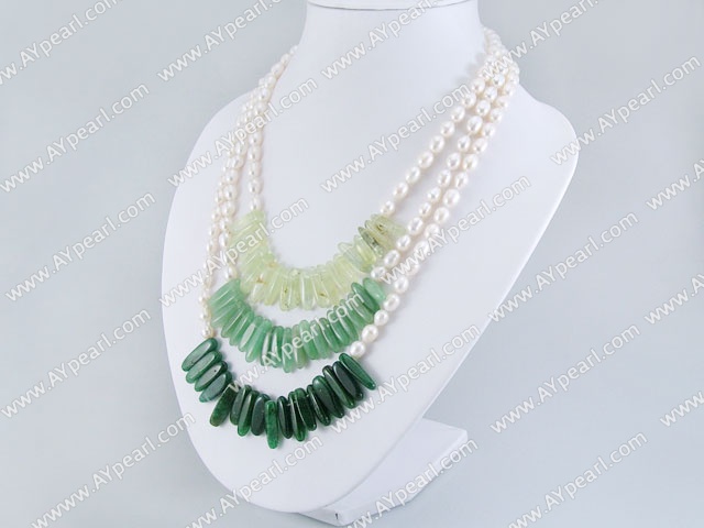 pearl aventurine green rutilated quartz necklace