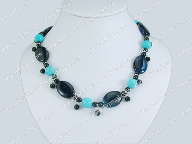 noir collier de turquoises agate