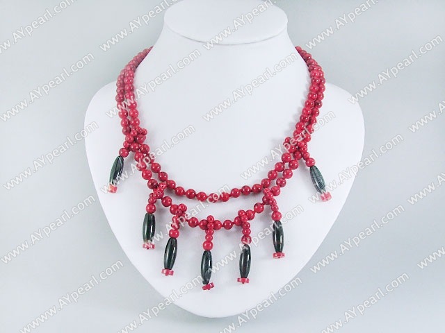 blood stone black agate necklace