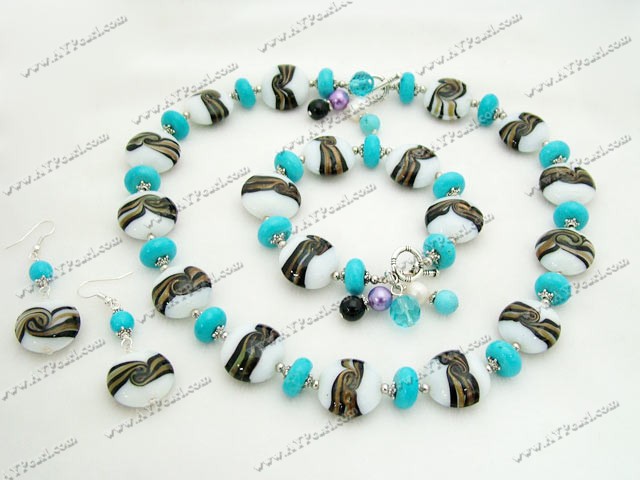 turquoise colored glaze jewelry sets