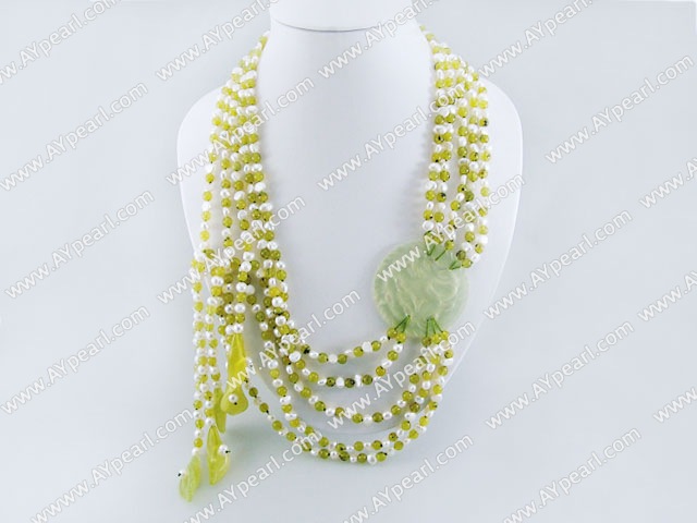 pearl peridot jade necklace