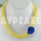 dyed yellow pearl necklace