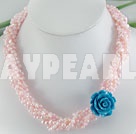 dyed pink pearl necklace