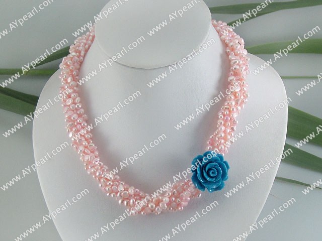 dyed pink pearl necklace