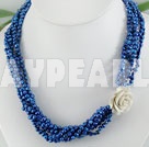 dyed blue pearl necklace