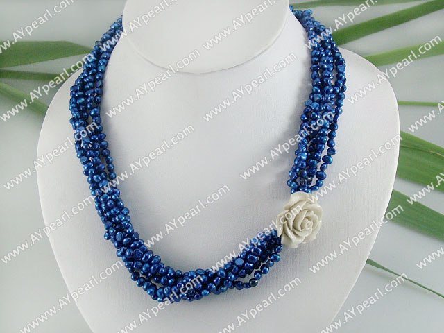 dyed blue pearl necklace