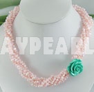 Wholesale dyed pink pearl necklace