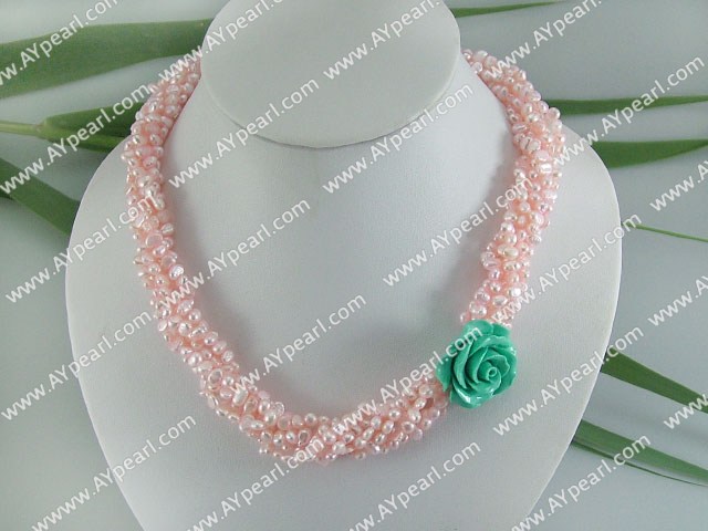 dyed pink pearl necklace